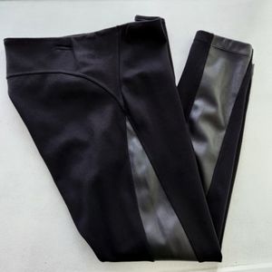 Lyssé Black Leggings Vegan Leather Side Panel Large